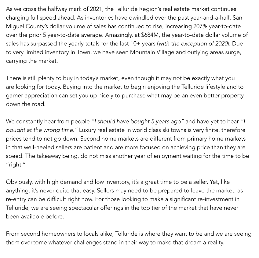 Telluride Market Report 2021 text